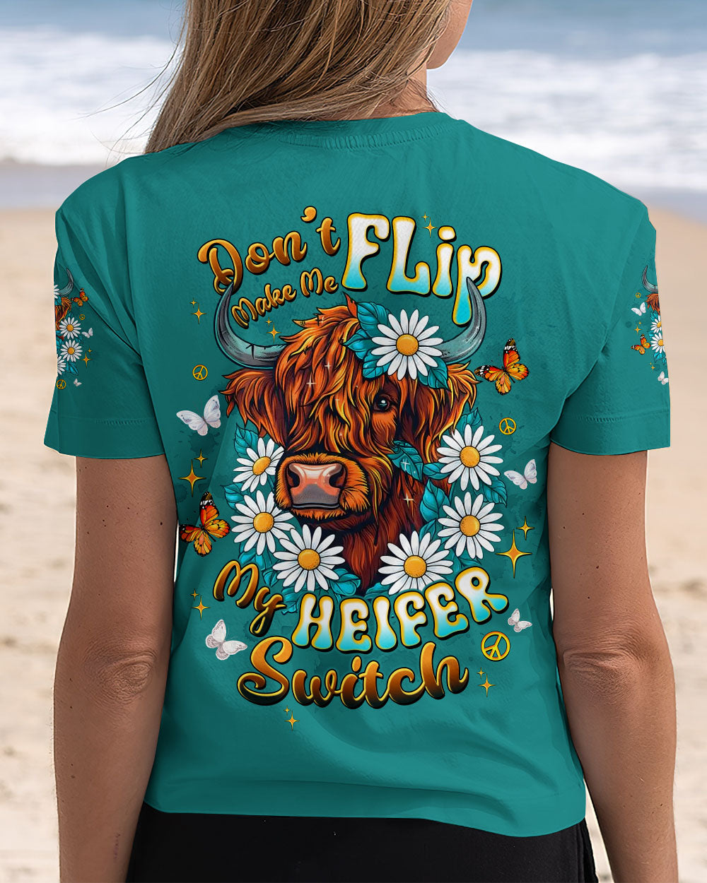 HEIFER SWITCH COW DAISIES ALL OVER PRINT - TLTW2910251