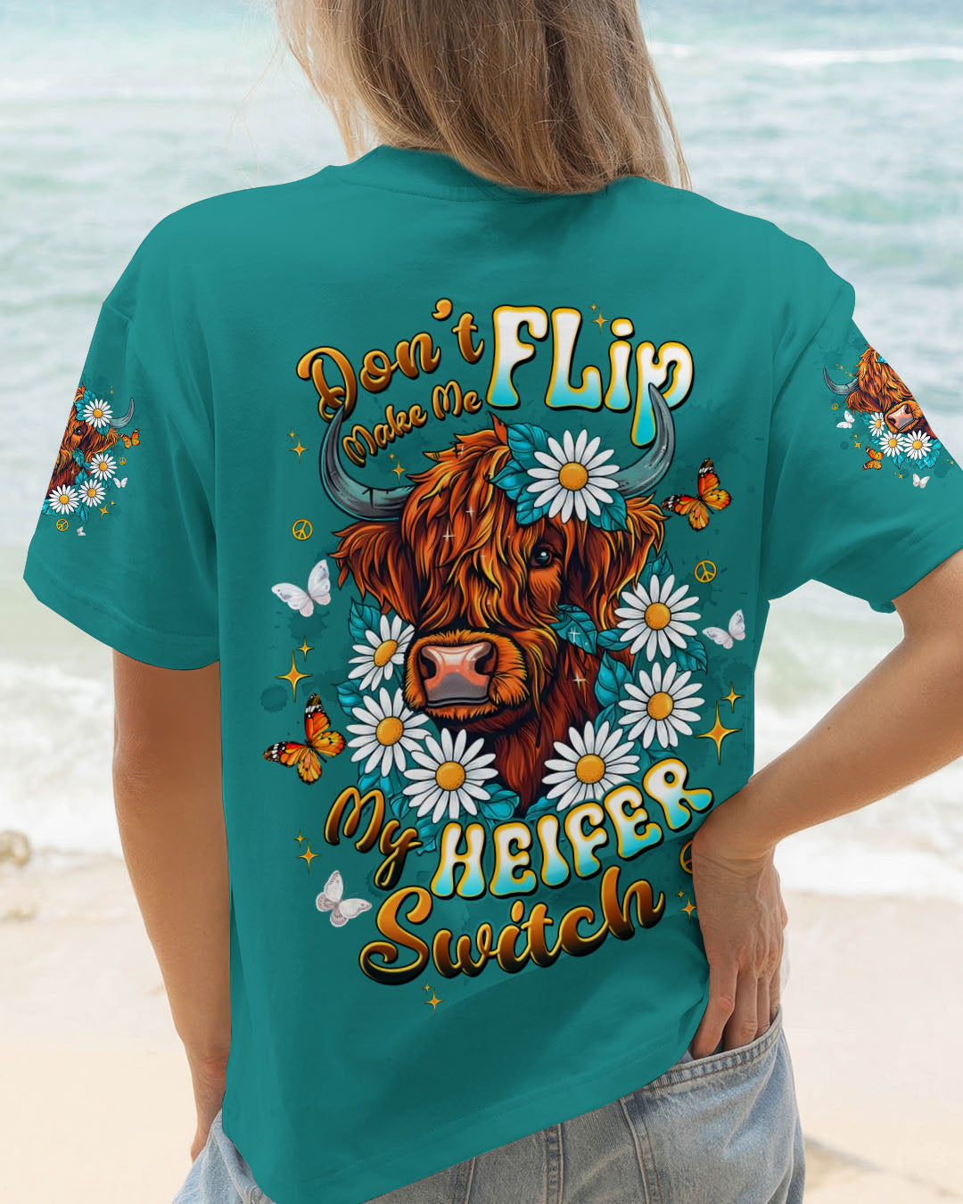 HEIFER SWITCH COW DAISIES ALL OVER PRINT - TLTW2910251