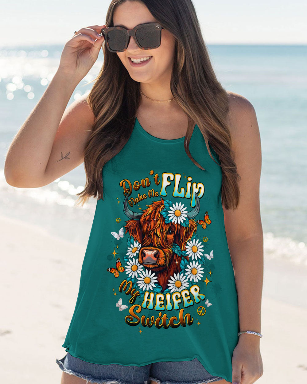 HEIFER SWITCH COW DAISIES ALL OVER PRINT - TLTW2910251