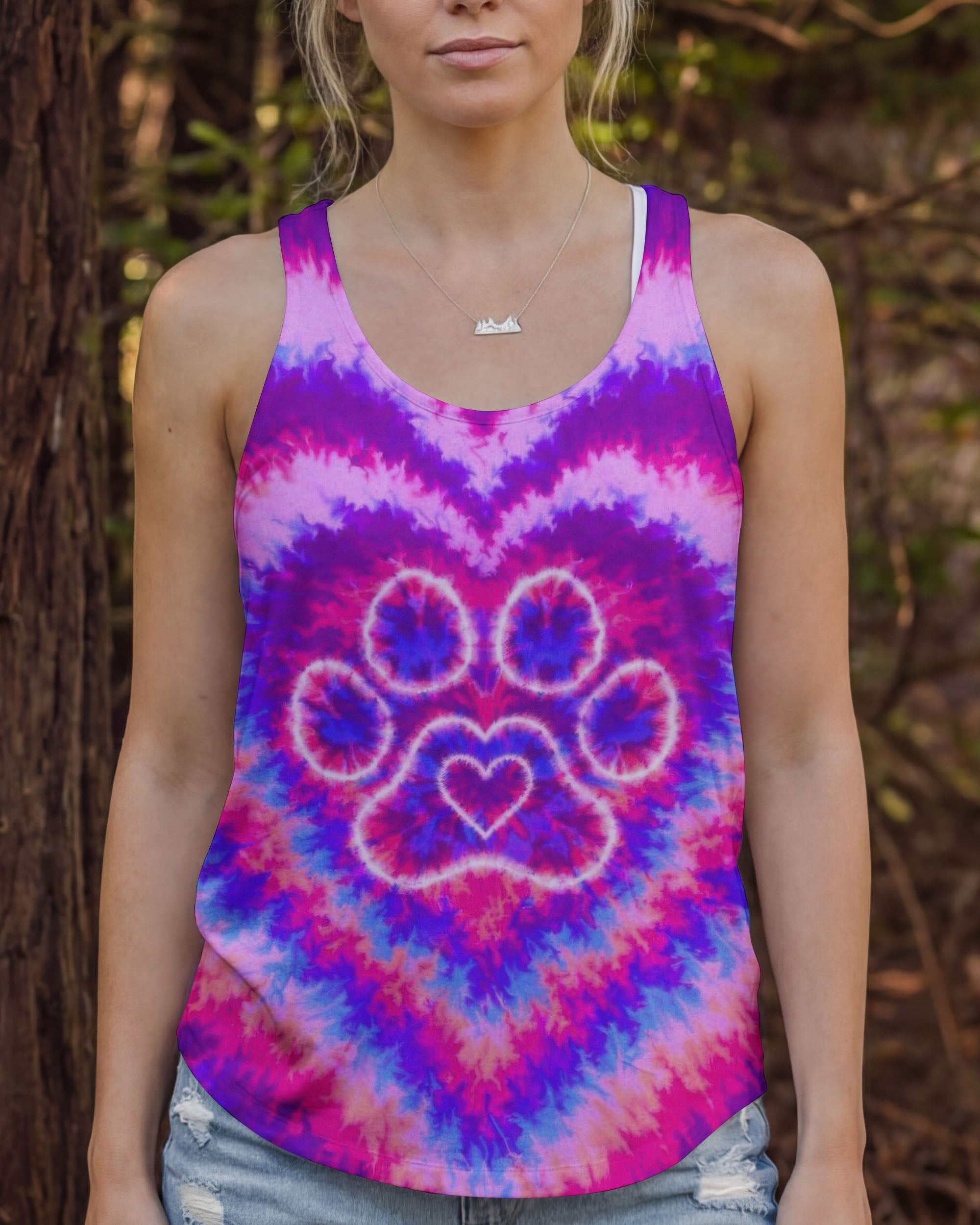 PAW PRINT PINK & PURPLE HEART SWIRL ALL OVER PRINT  - TLTW2912251