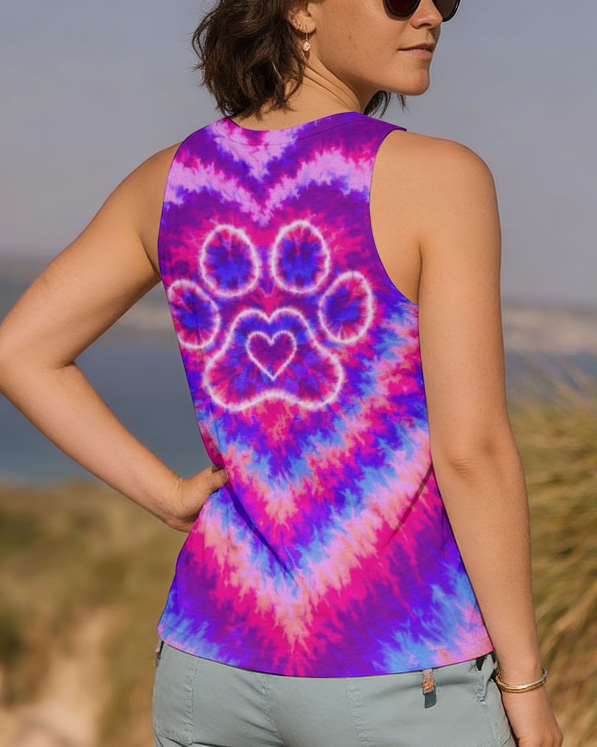 PAW PRINT PINK & PURPLE HEART SWIRL ALL OVER PRINT  - TLTW2912251