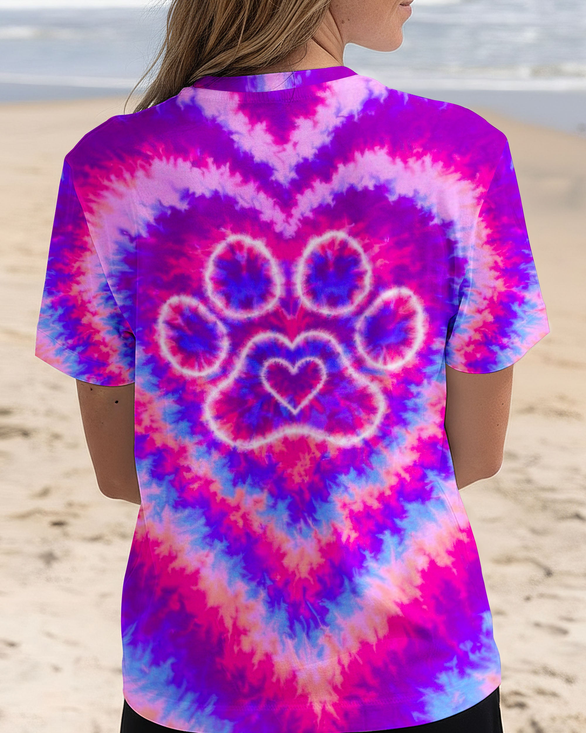 PAW PRINT PINK & PURPLE HEART SWIRL ALL OVER PRINT  - TLTW2912251