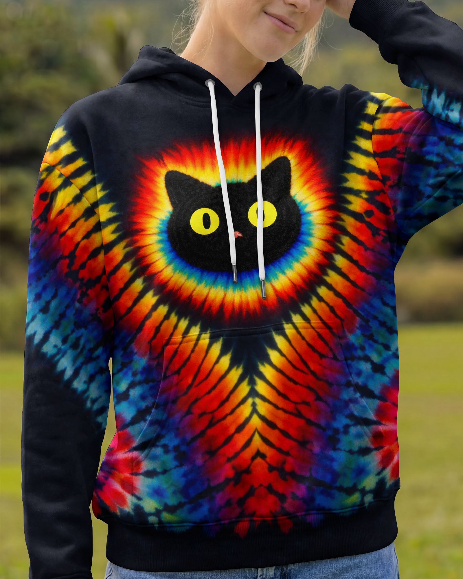 BLACK CAT SWIRL ALL OVER PRINT - TLTW3001262
