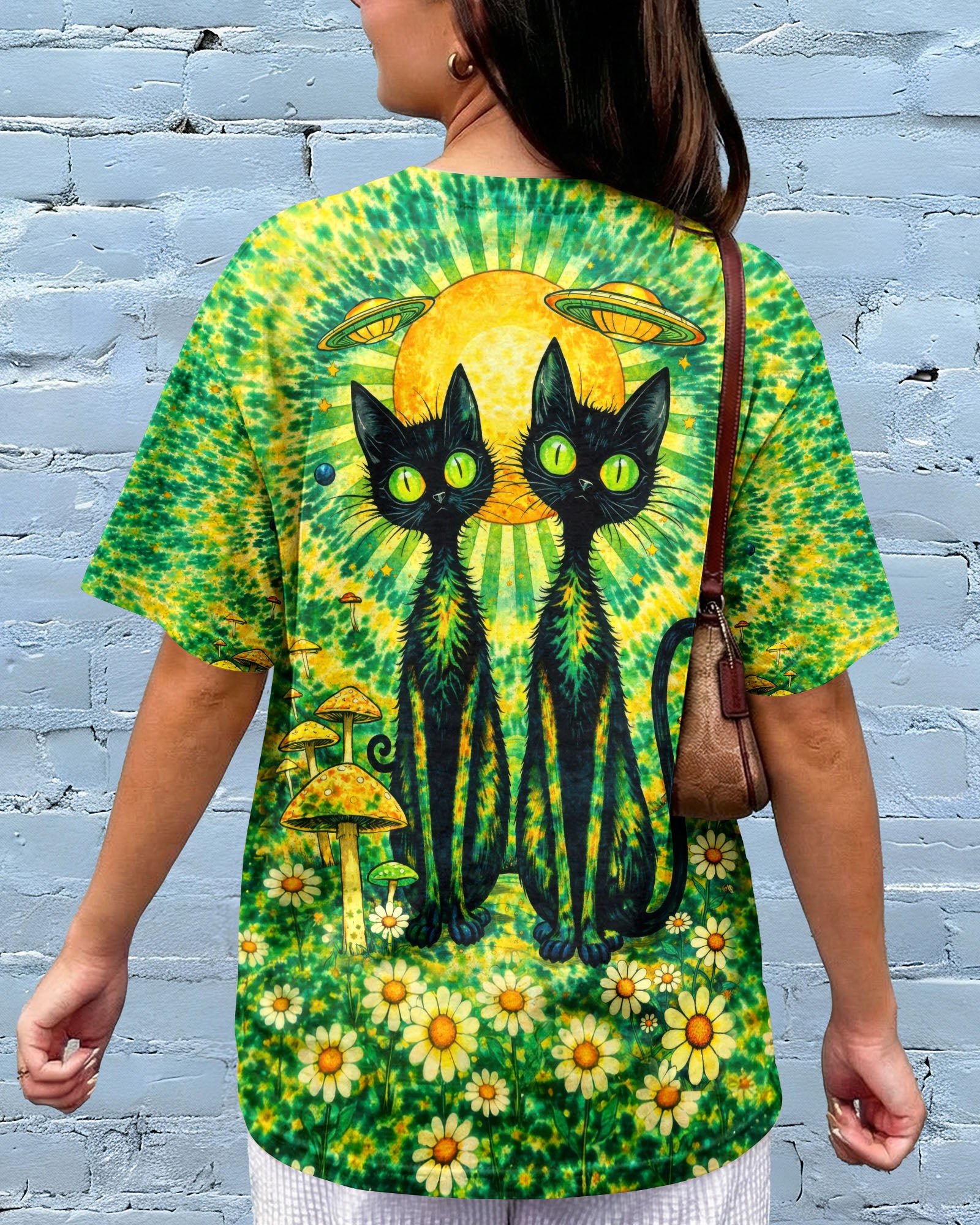PSYCHEDELIC BLACK CAT SWIRL ALL OVER PRINT - TLTW3001264