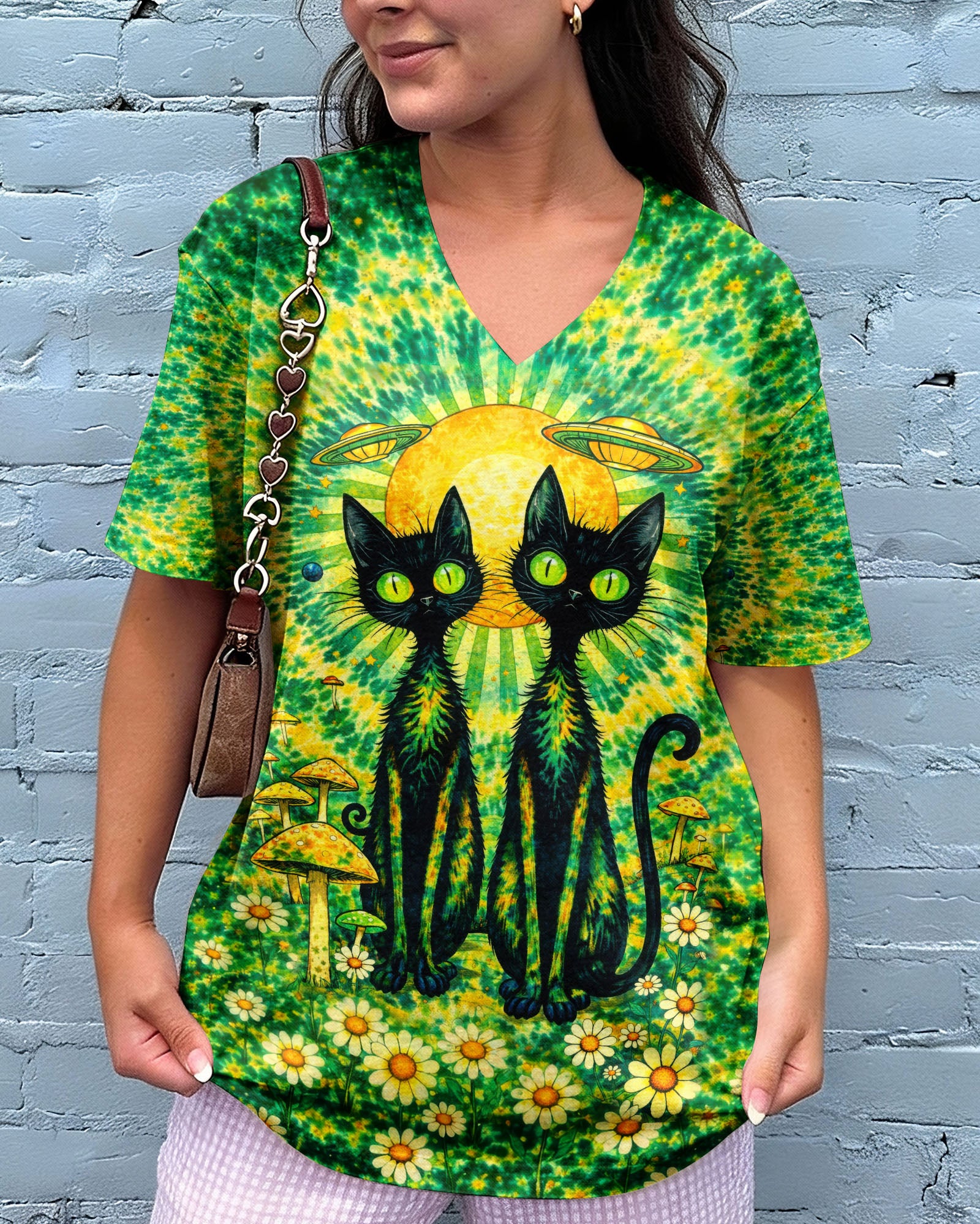 PSYCHEDELIC BLACK CAT SWIRL ALL OVER PRINT - TLTW3001264