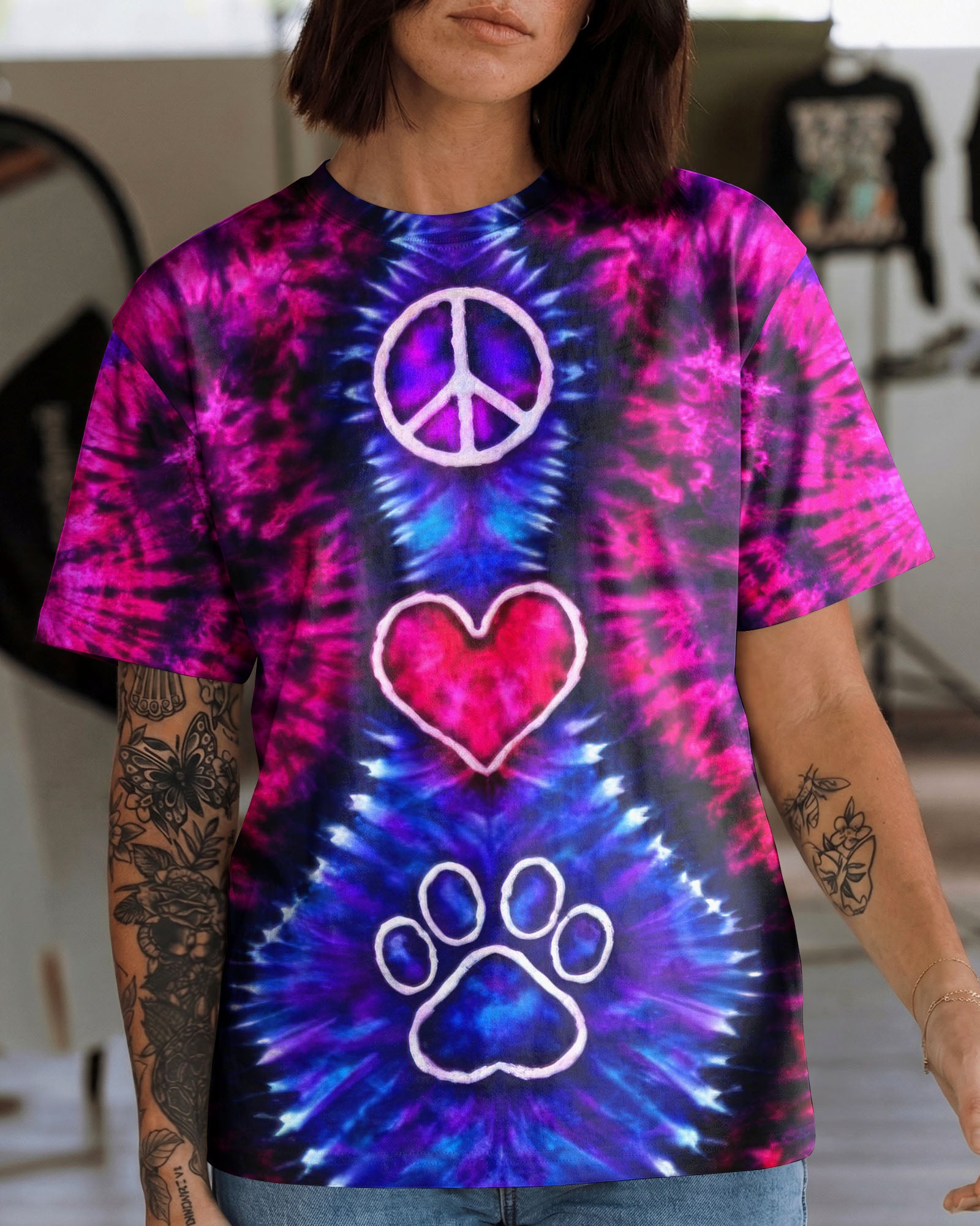 PEACE LOVE PAW PRINT SWIRL ALL OVER PRINT - TLTW3003264