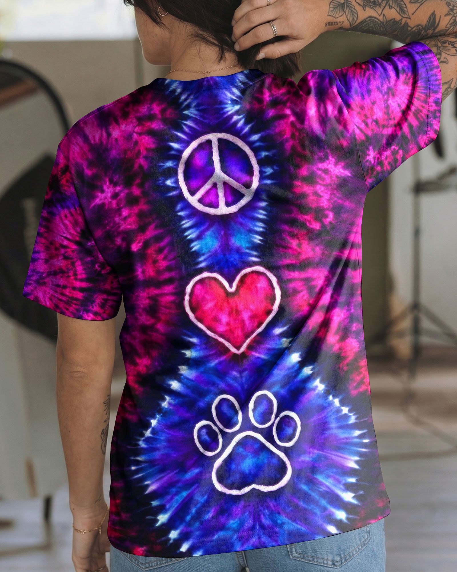 PEACE LOVE PAW PRINT SWIRL ALL OVER PRINT - TLTW3003264