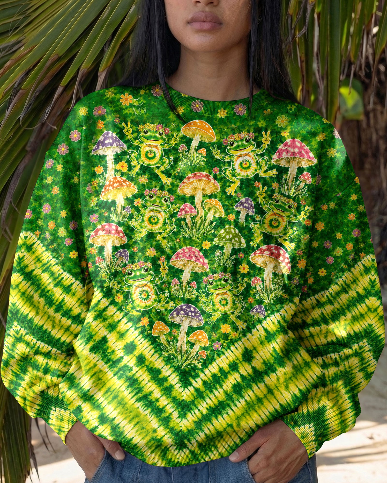 GROOVY FROGS AND MUSHROOMS V PATTERN ALL OVER PRINT  - TLTW3006263