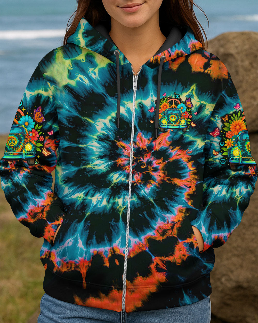 RUNNING AGAINST THE WIND CAR TIE DYE ALL OVER PRINT - TLTW3010253