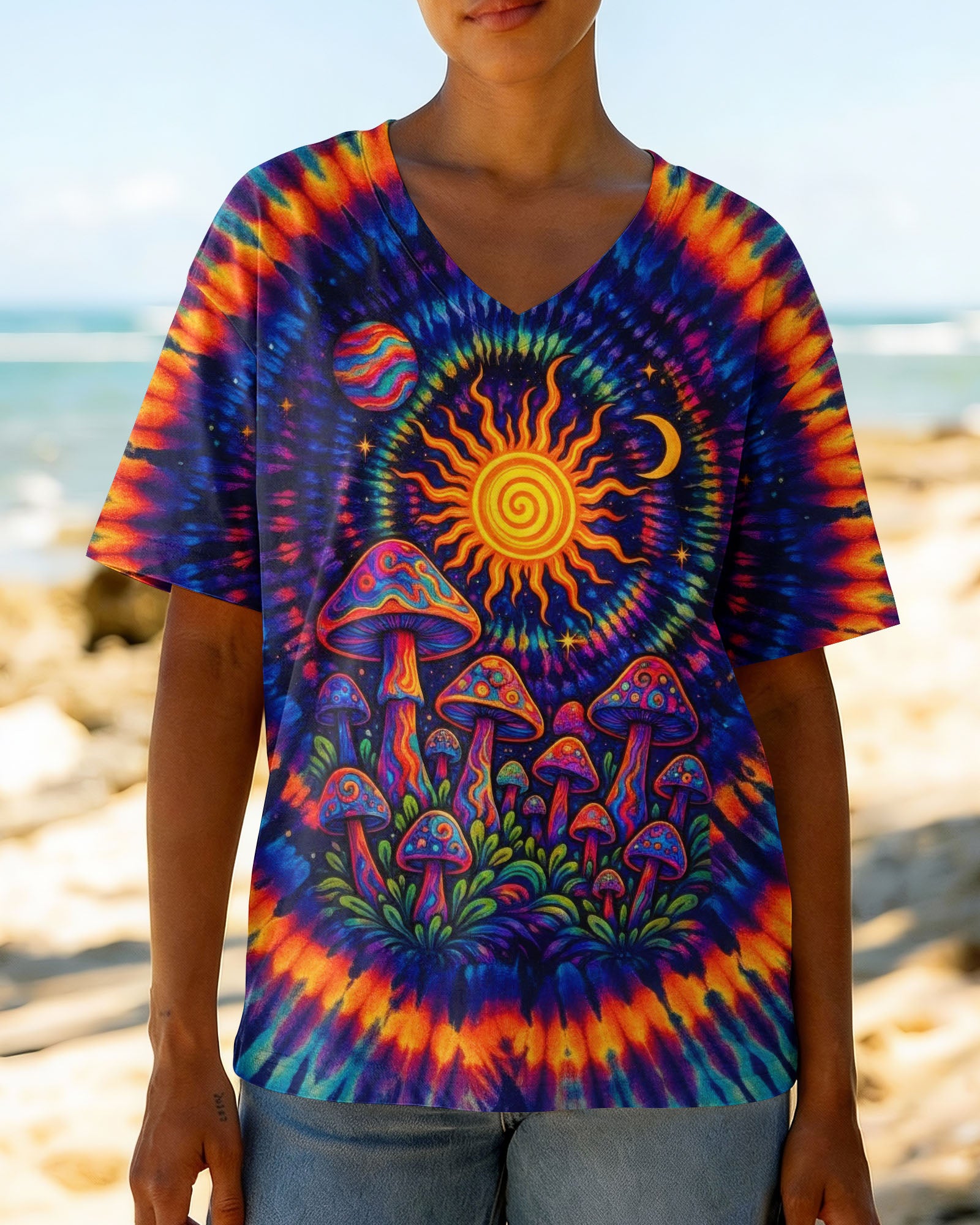 MUSHROOM SUN & MOON SWIRL ALL OVER PRINT  - TLTW3101262