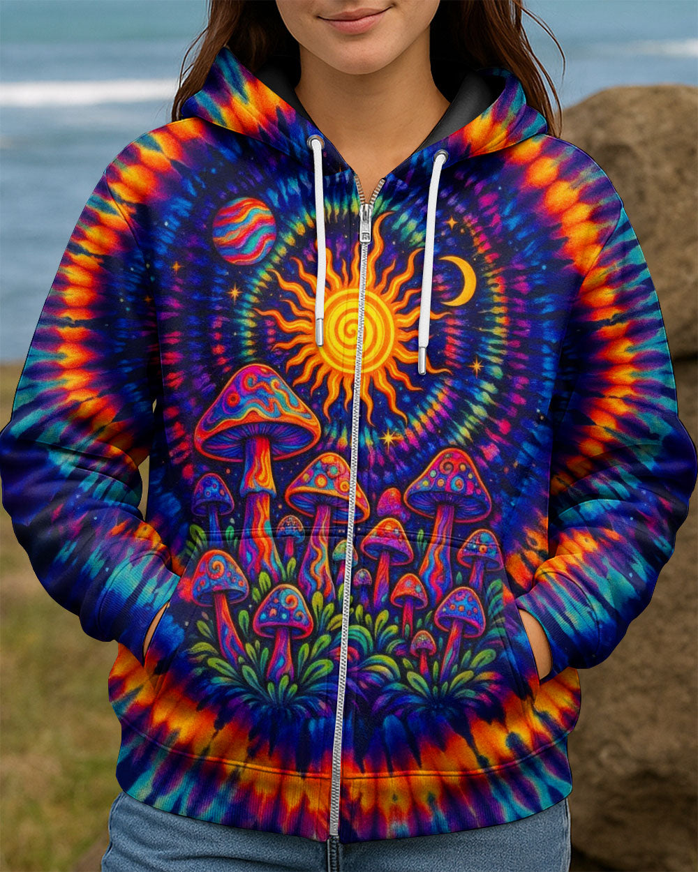 MUSHROOM SUN & MOON SWIRL ALL OVER PRINT  - TLTW3101262