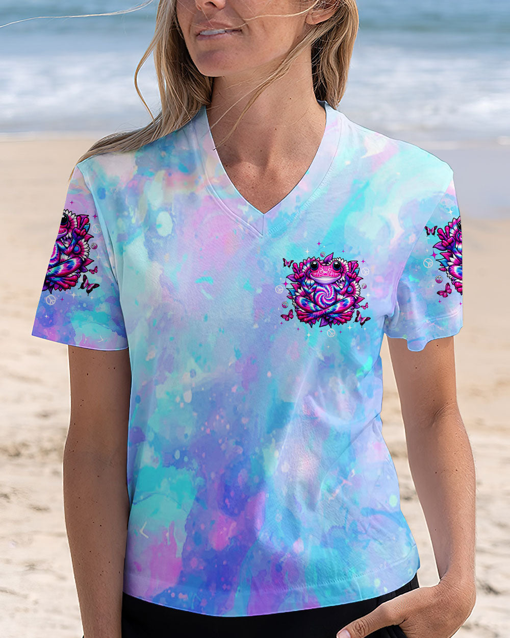 BE YOU THE WORLD WILL ADJUST FROG TIE DYE ALL OVER PRINT - TLTW3107252