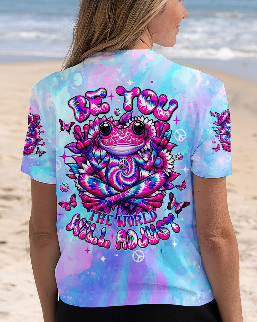 BE YOU THE WORLD WILL ADJUST FROG TIE DYE ALL OVER PRINT - TLTW3107252