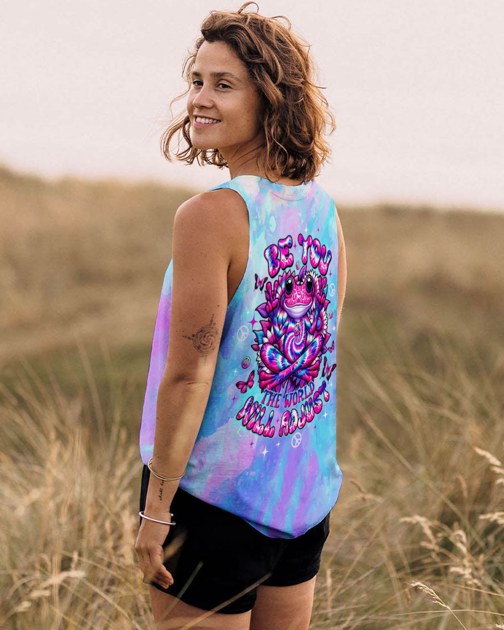 BE YOU THE WORLD WILL ADJUST FROG TIE DYE ALL OVER PRINT - TLTW3107252