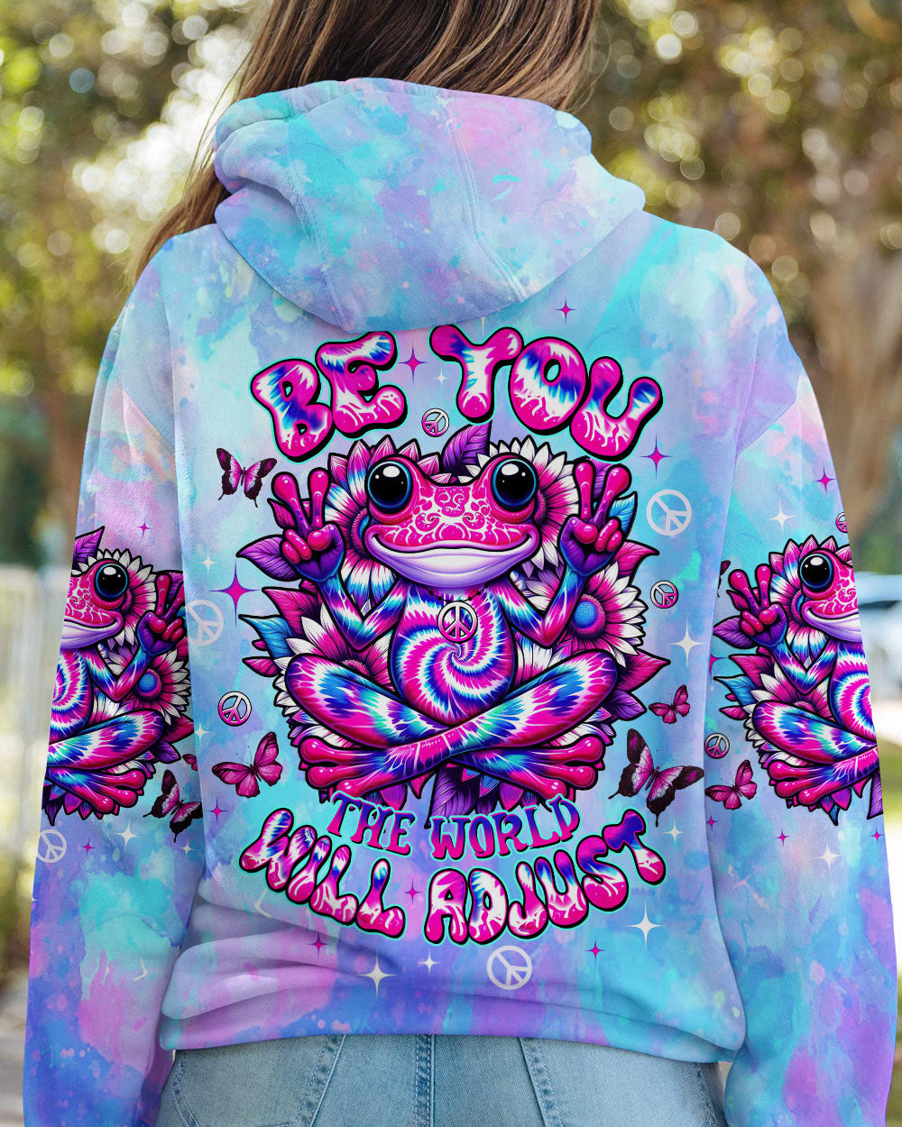BE YOU THE WORLD WILL ADJUST FROG TIE DYE ALL OVER PRINT - TLTW3107252