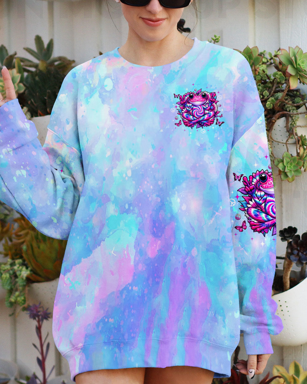 BE YOU THE WORLD WILL ADJUST FROG TIE DYE ALL OVER PRINT - TLTW3107252