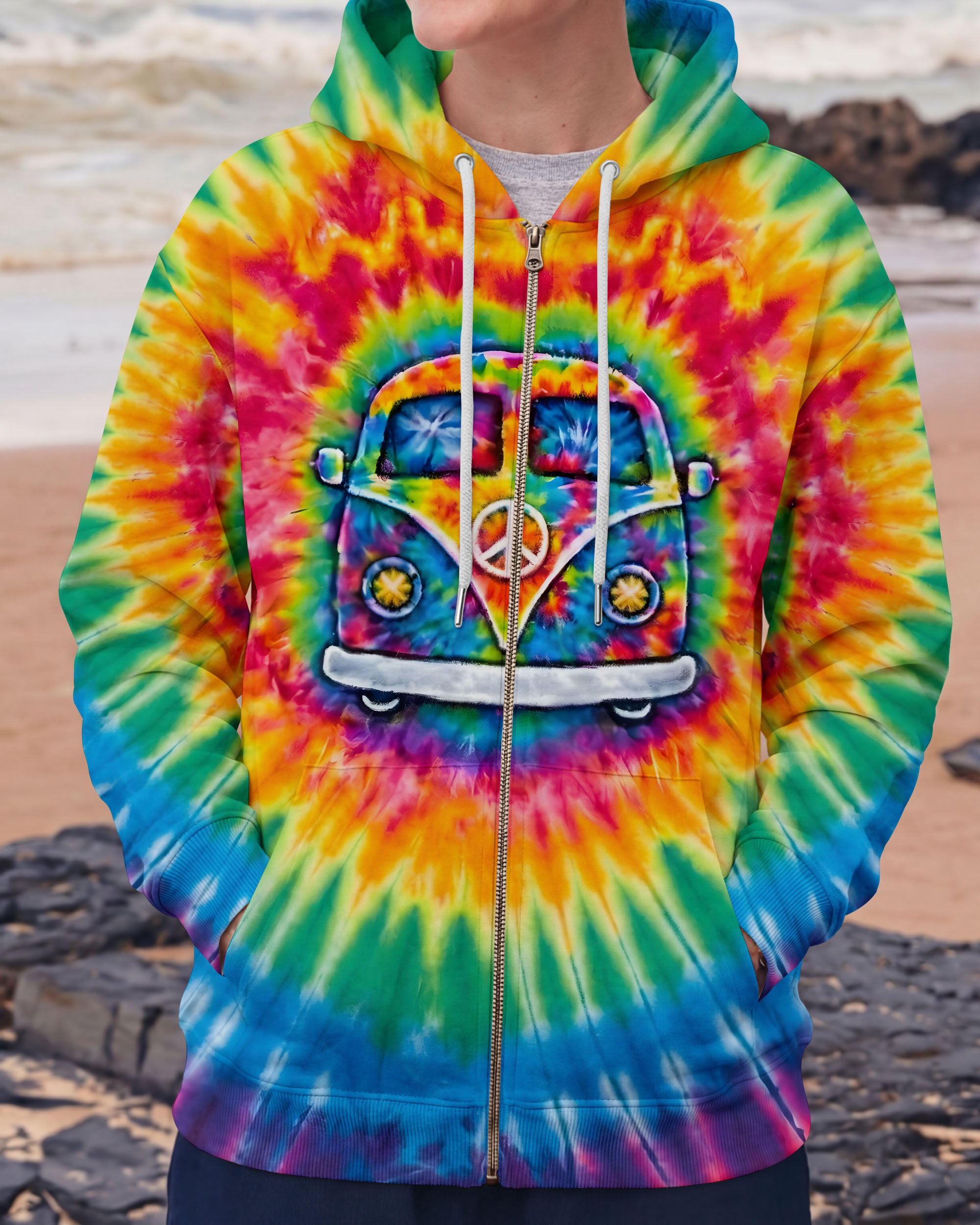 HIPPIE BUS  COLORFUL SWIRL ALL OVER PRINT  - TLTW3112251