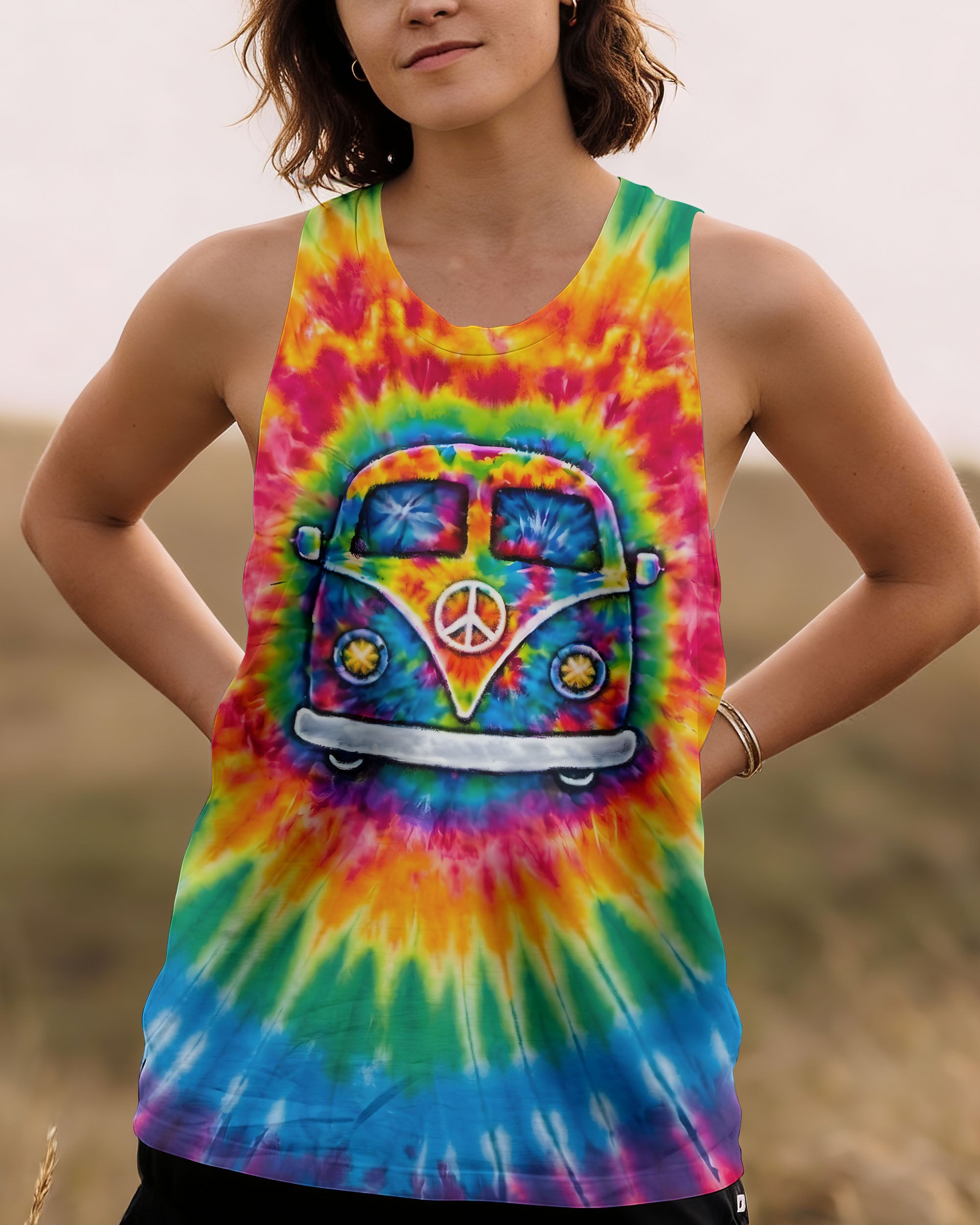 HIPPIE BUS  COLORFUL SWIRL ALL OVER PRINT  - TLTW3112251