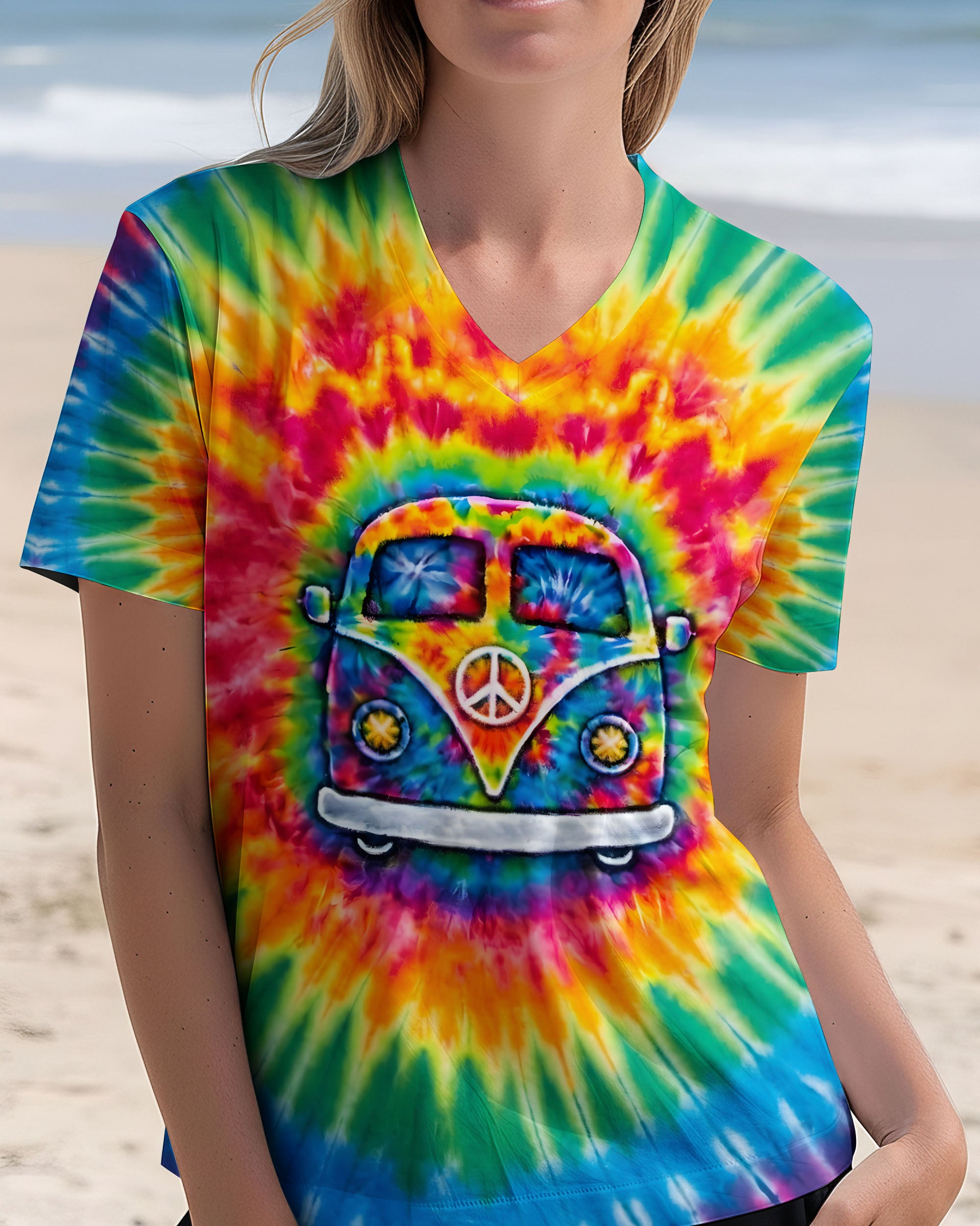 HIPPIE BUS  COLORFUL SWIRL ALL OVER PRINT  - TLTW3112251