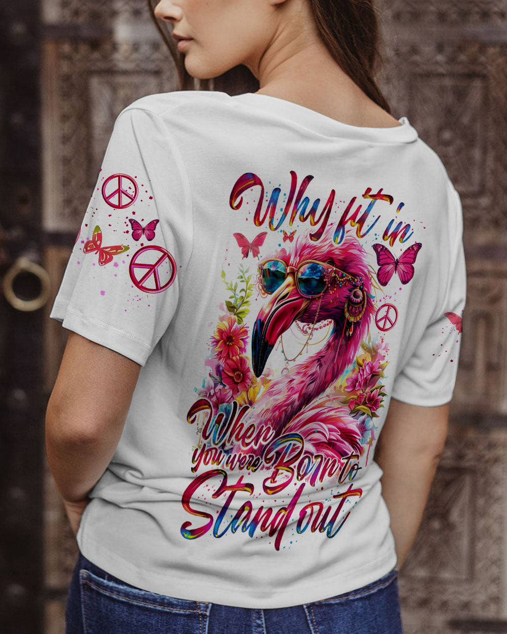 BORN TO STAND OUT FLAMINGO ALL OVER PRINT - TY0404242