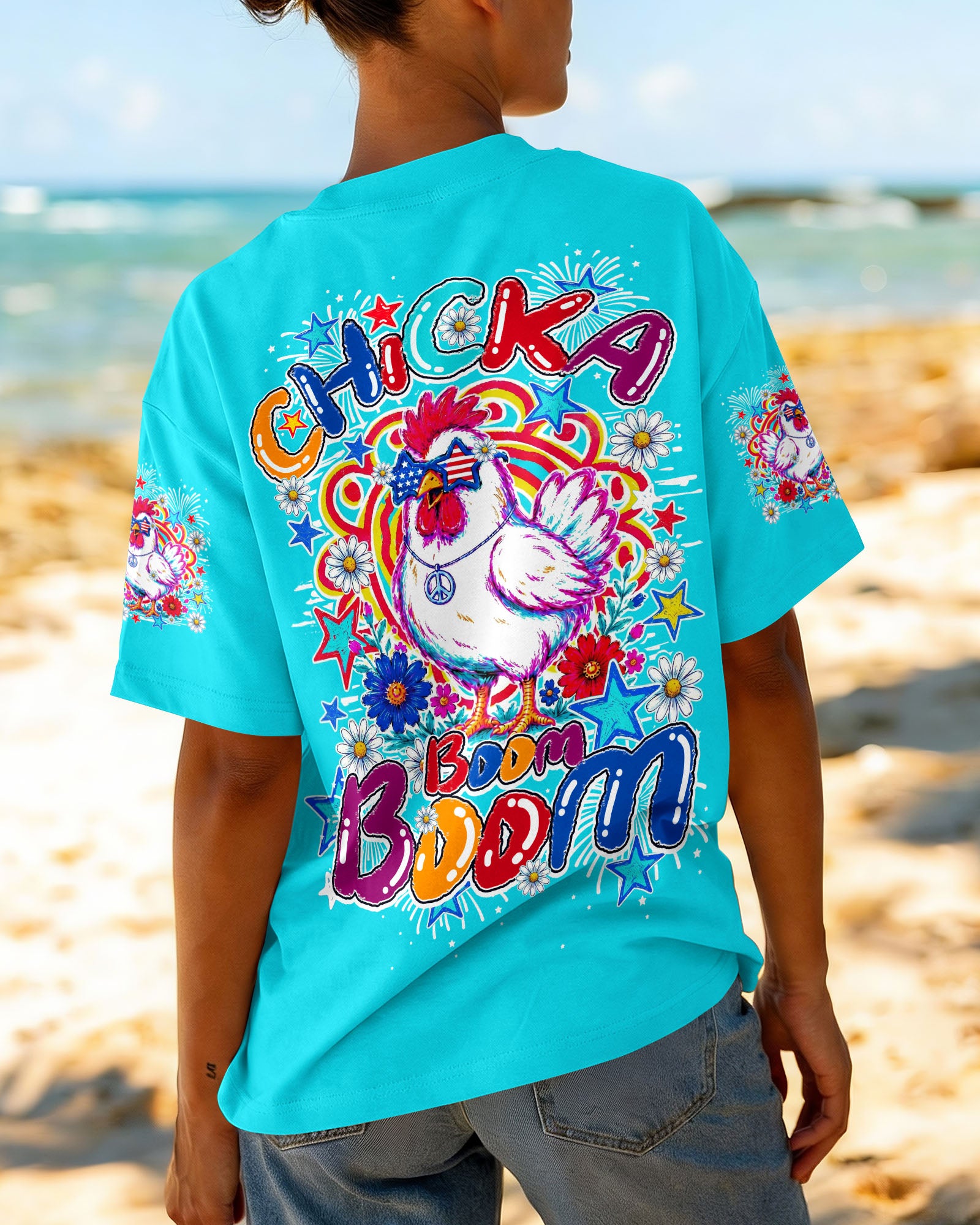 CHICKA BOOM BOOM HIPPIE CHICKEN ALL OVER PRINT - TY0406264