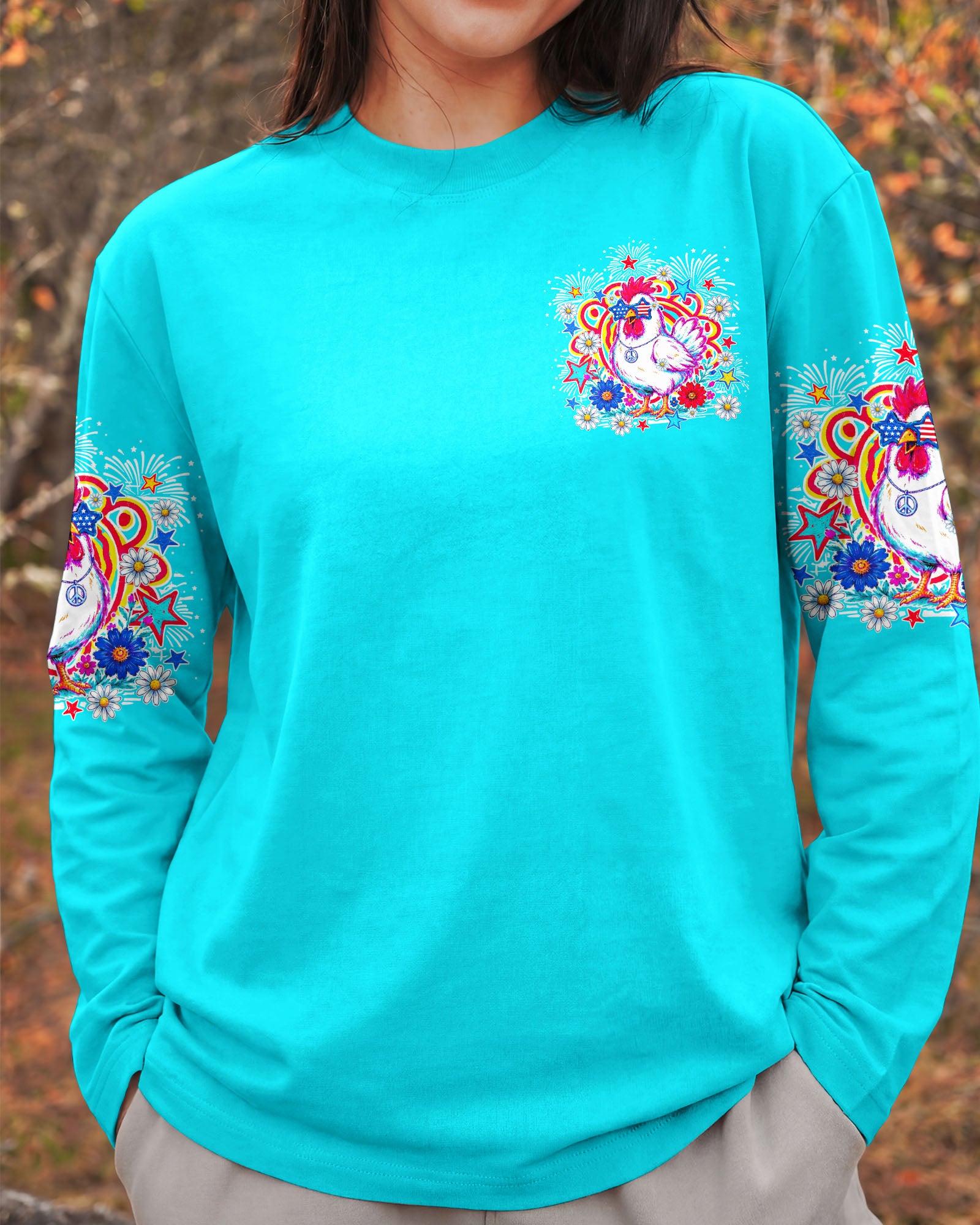 CHICKA BOOM BOOM HIPPIE CHICKEN ALL OVER PRINT - TY0406264