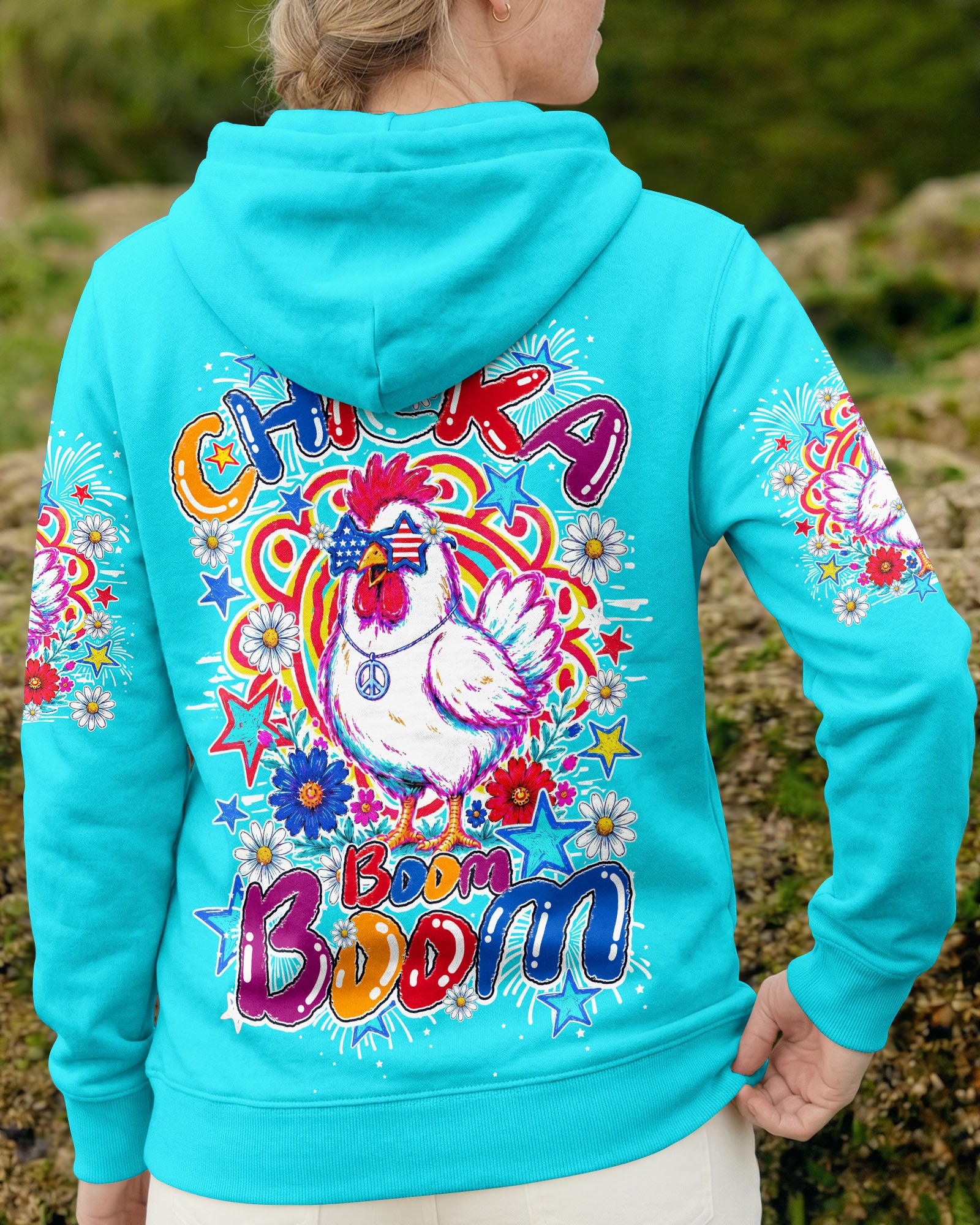 CHICKA BOOM BOOM HIPPIE CHICKEN ALL OVER PRINT - TY0406264