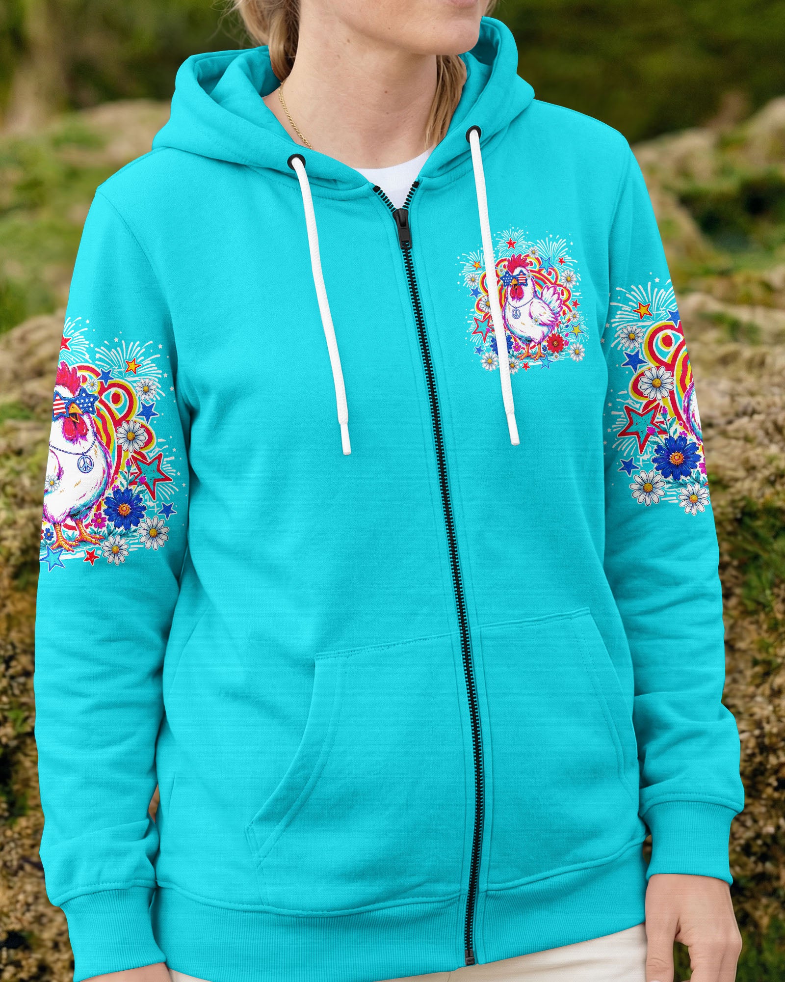 CHICKA BOOM BOOM HIPPIE CHICKEN ALL OVER PRINT - TY0406264