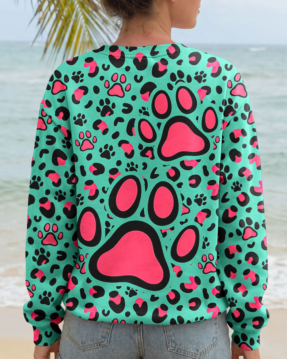 GROOVY PAW TEAL PINK ALL OVER PRINT - TY0601261