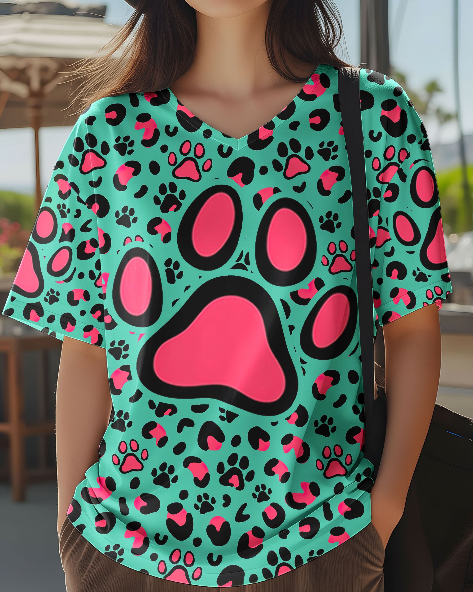 GROOVY PAW TEAL PINK ALL OVER PRINT - TY0601261