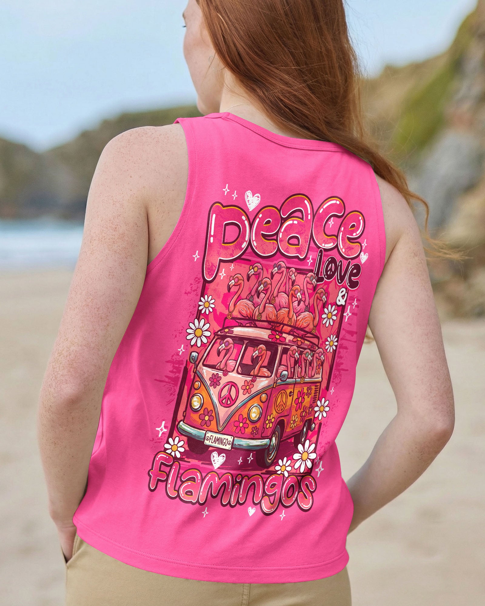 PEACE LOVE AN FLAMINGOS ALL OVER PRINT - TY0807261