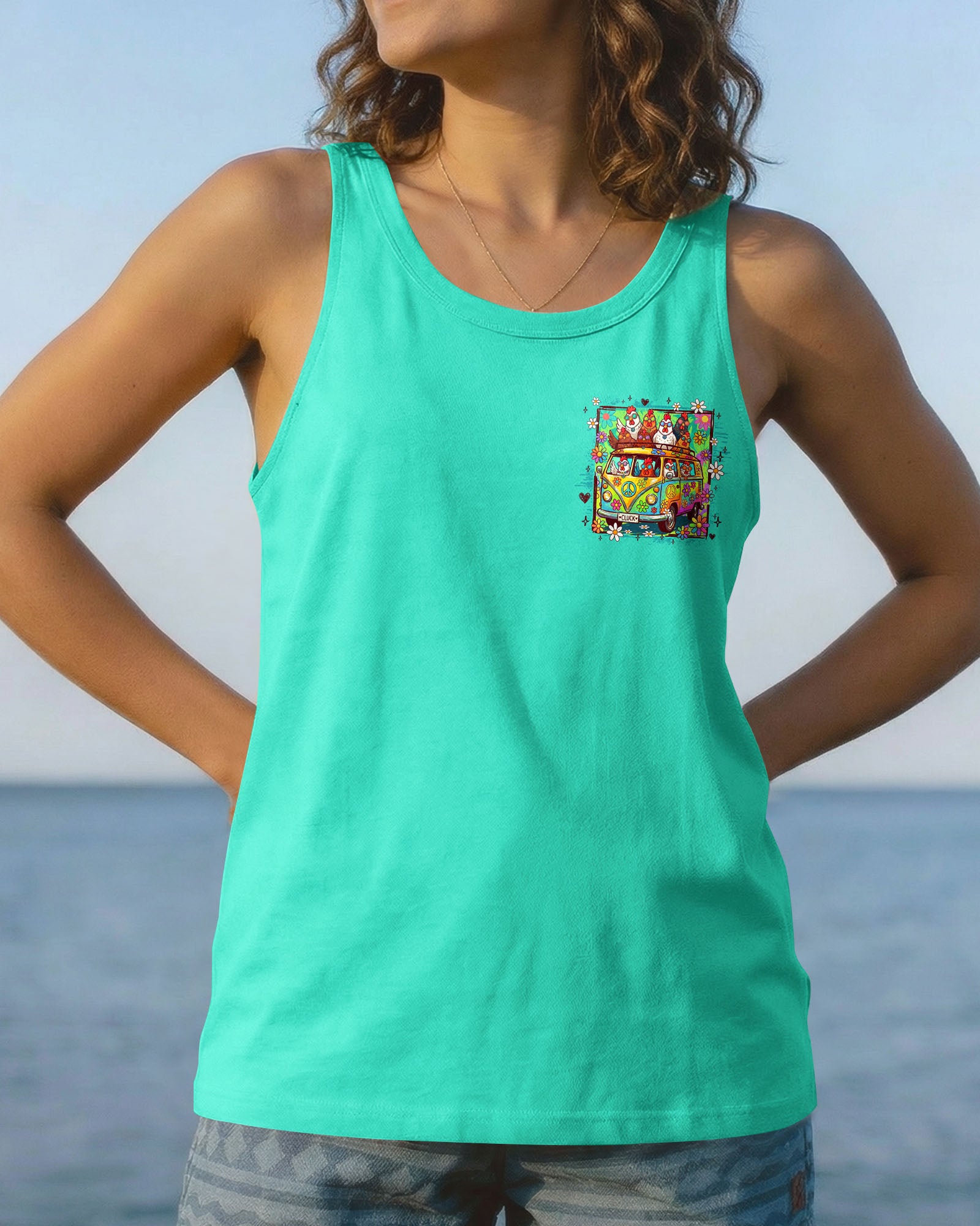 PEACE LOVE AND CLUCK CHICKENS ALL OVER PRINT - TY0907262