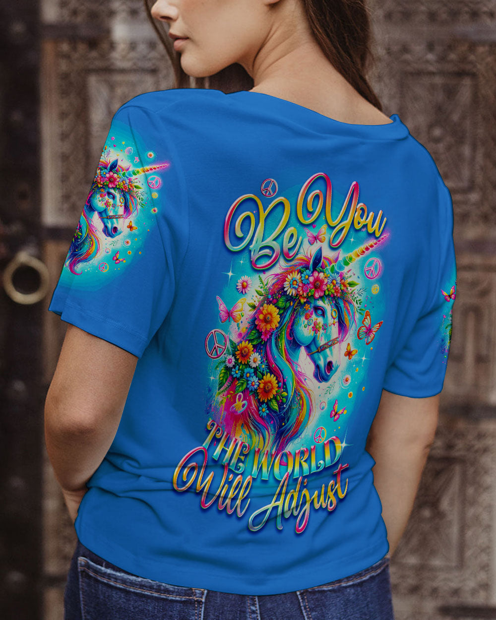 BE YOU THE WORLD WILL ADJUST UNICORN ALL OVER PRINT - TY0912231