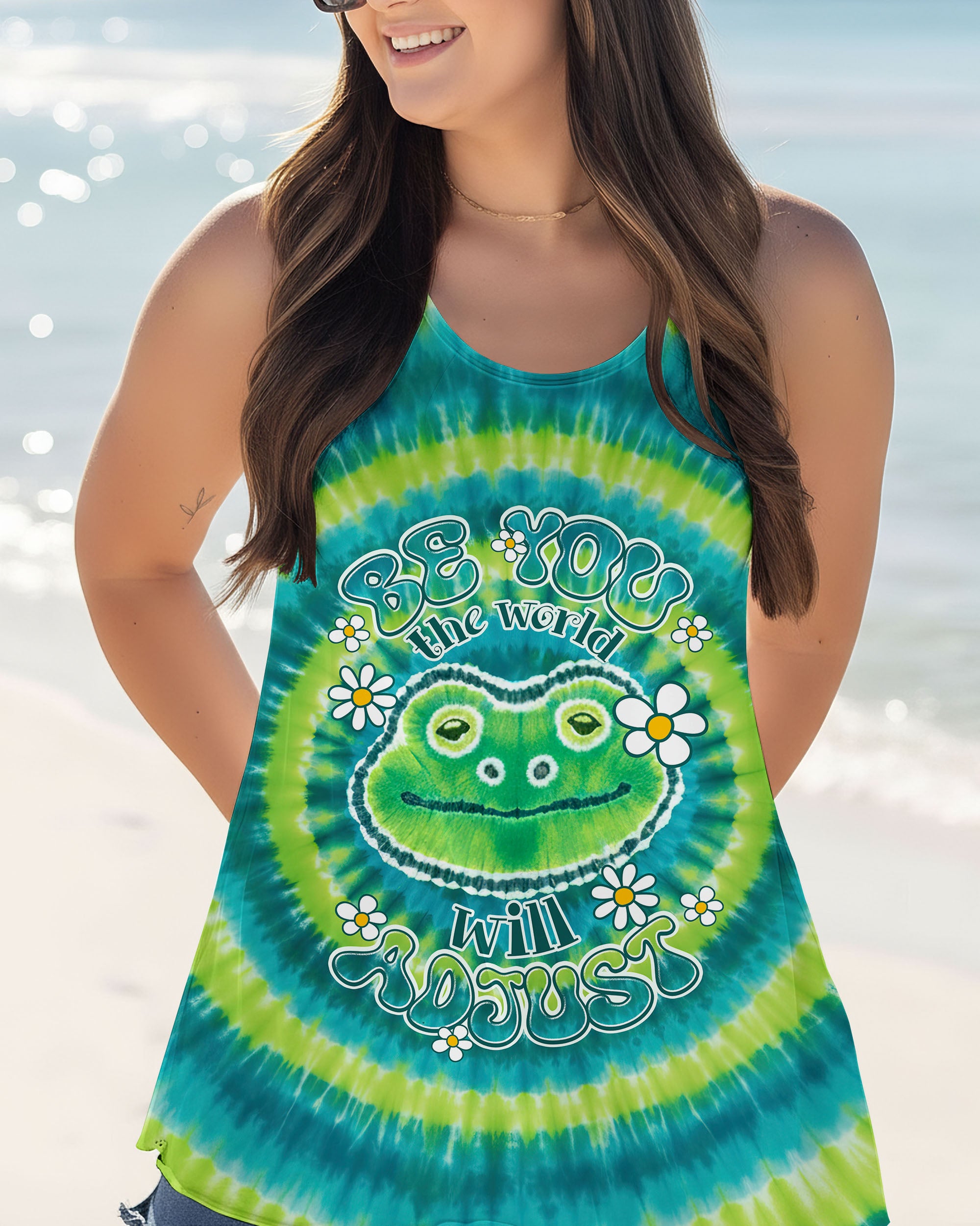 BE YOU THE WORLD WILL ADJUST FROG TIE DYE ALL OVER PRINT - TY1012251