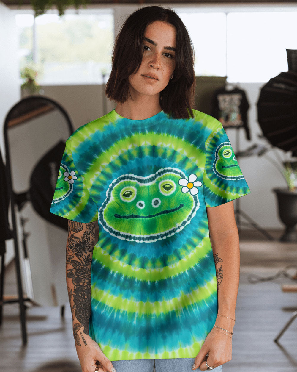 BE YOU THE WORLD WILL ADJUST FROG TIE DYE ALL OVER PRINT - TY1012251