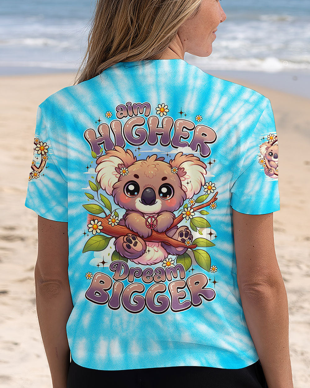 AIM HIGHER DREAM BIGGER KOALA HIPPIE TIE DYE ALL OVER PRINT - TY1107251