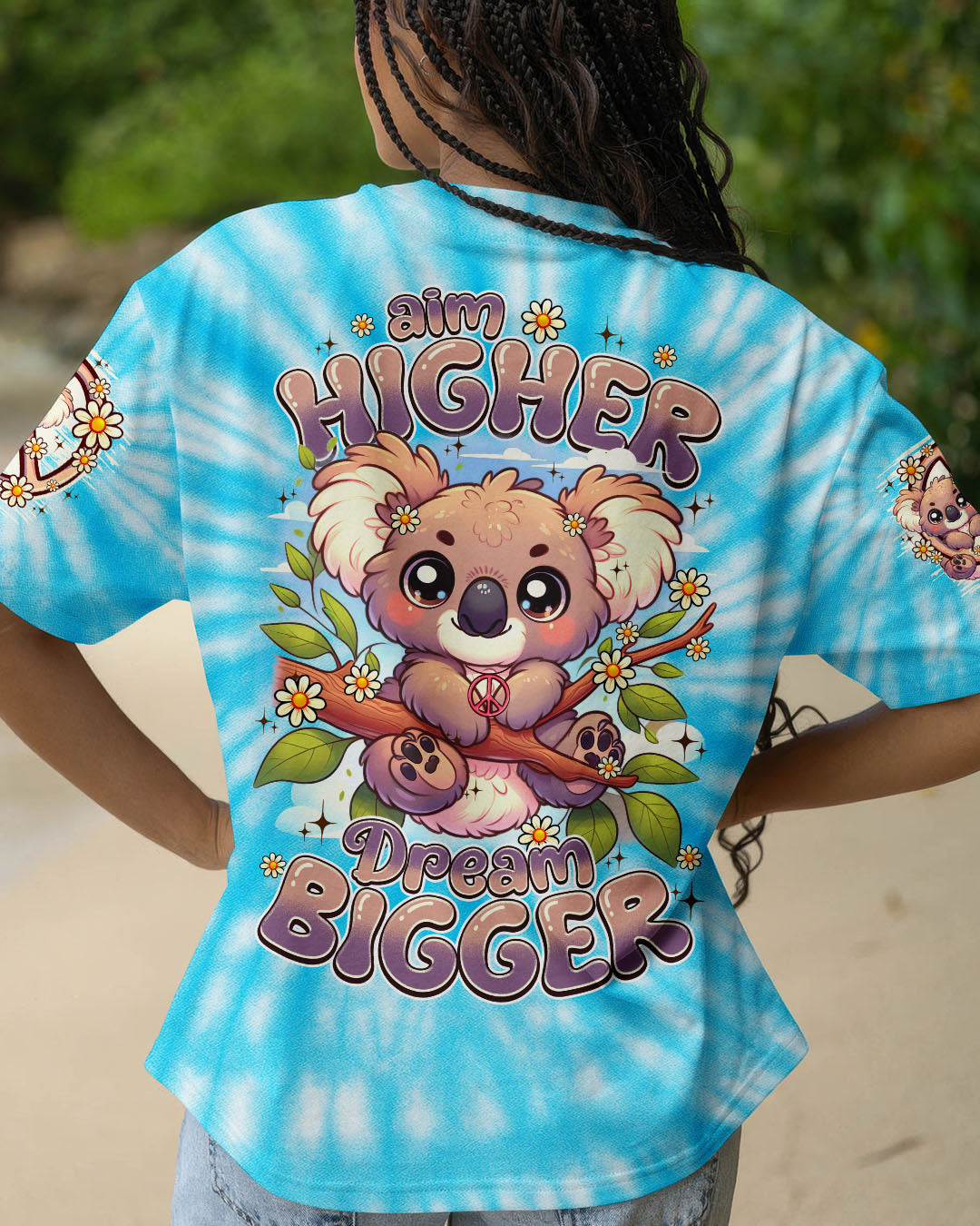 AIM HIGHER DREAM BIGGER KOALA HIPPIE TIE DYE ALL OVER PRINT - TY1107251