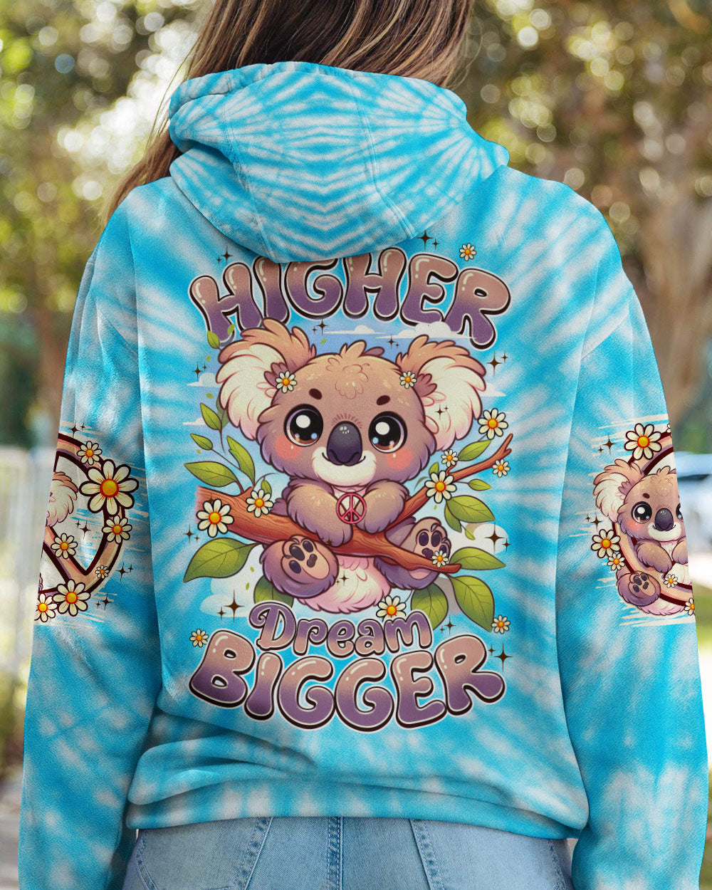 AIM HIGHER DREAM BIGGER KOALA HIPPIE TIE DYE ALL OVER PRINT - TY1107251