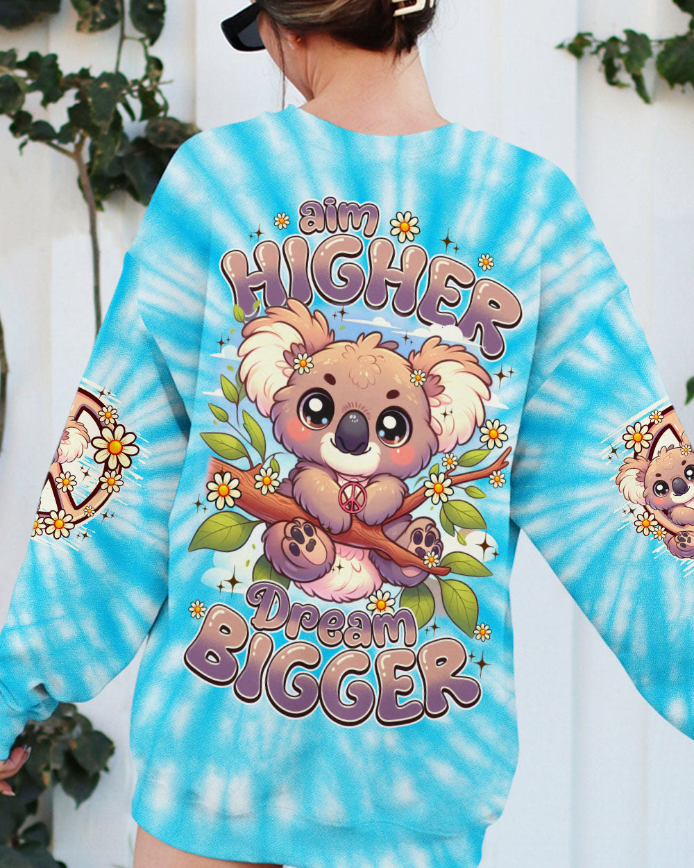 AIM HIGHER DREAM BIGGER KOALA HIPPIE TIE DYE ALL OVER PRINT - TY1107251