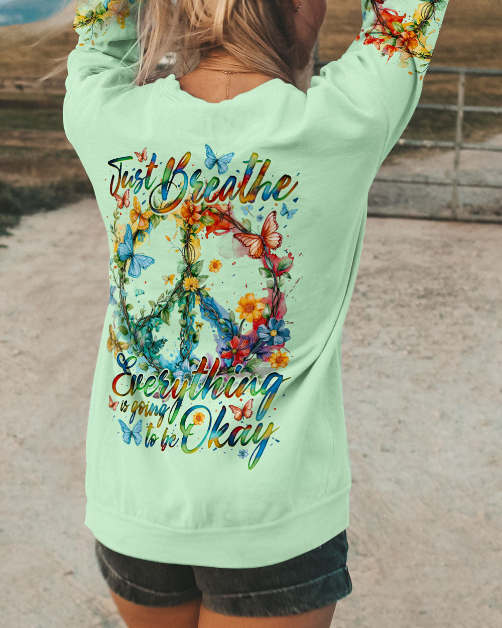 JUST BREATHE PEACE FLOWERS ALL OVER PRINT - TY1305241