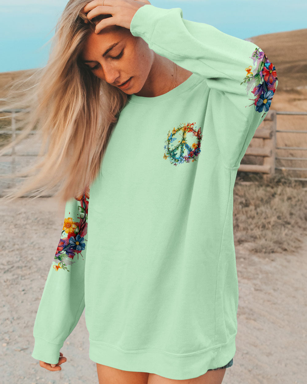 JUST BREATHE PEACE FLOWERS ALL OVER PRINT - TY1305241