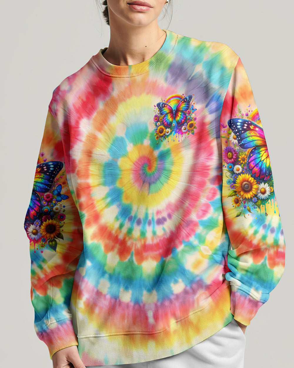 CHOOSE TO BE A RAINBOW BUTTERFLY TIE DYE ALL OVER PRINT - TY1502241