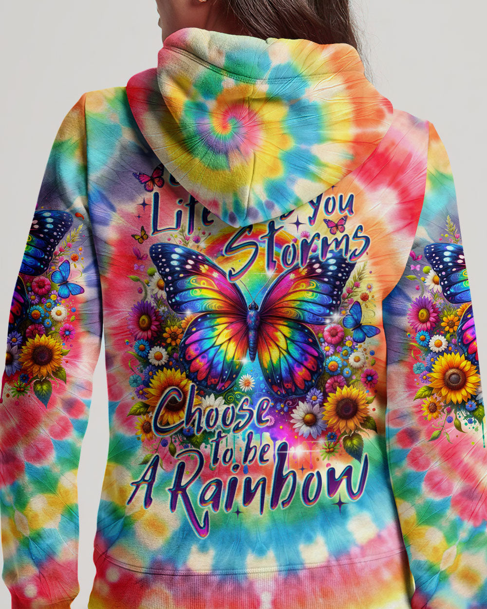 CHOOSE TO BE A RAINBOW BUTTERFLY TIE DYE ALL OVER PRINT - TY1502241