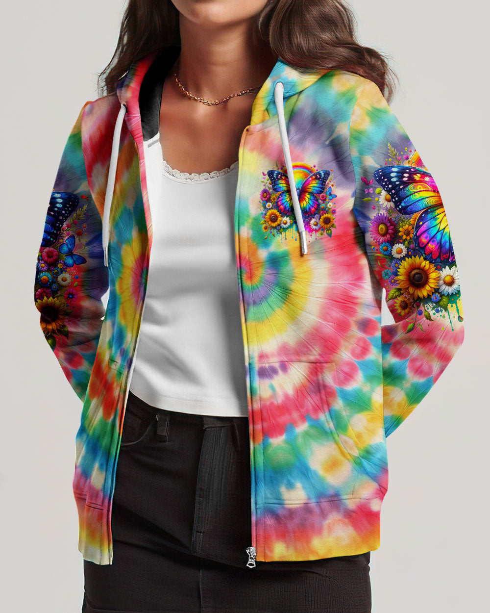 CHOOSE TO BE A RAINBOW BUTTERFLY TIE DYE ALL OVER PRINT - TY1502241