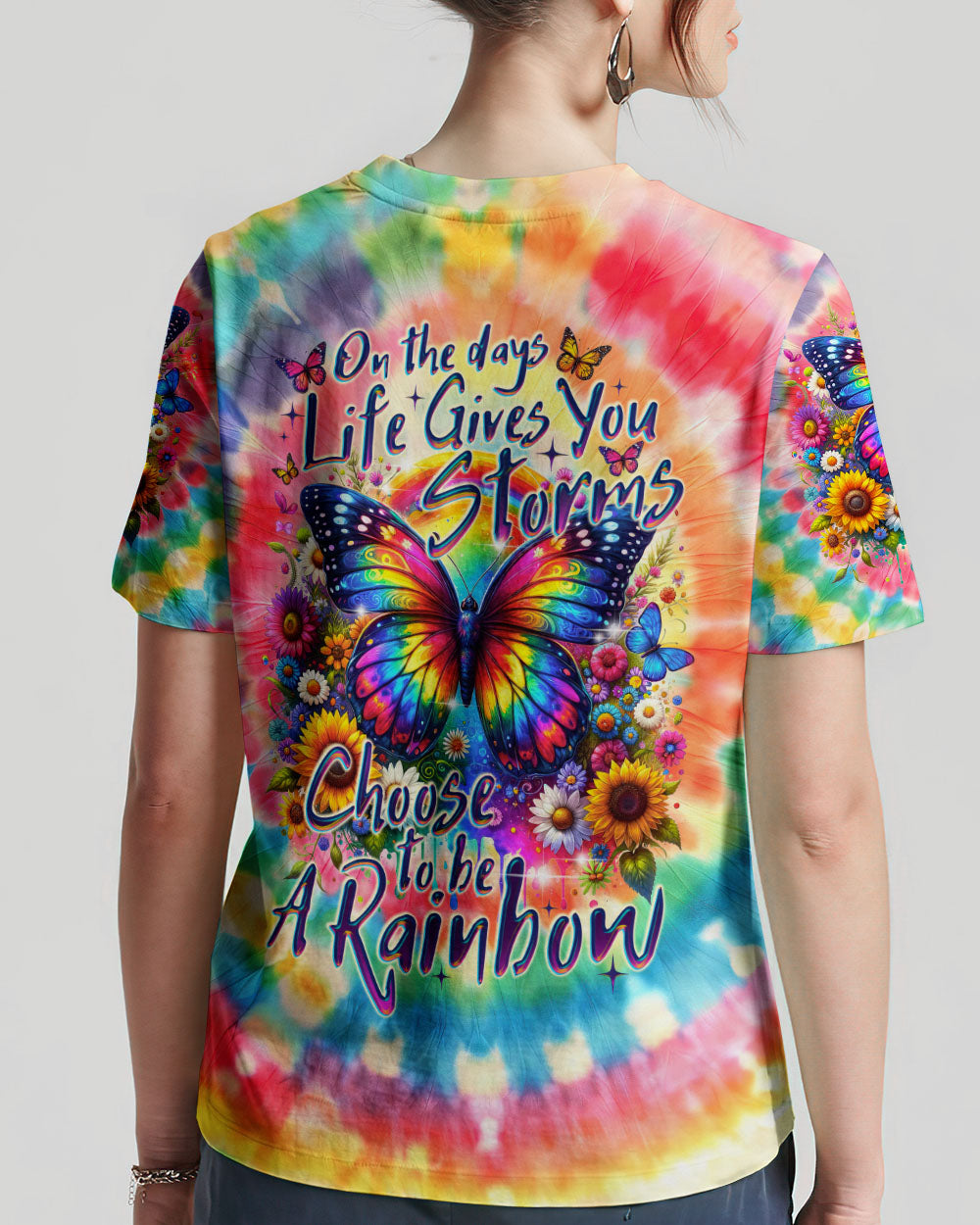 CHOOSE TO BE A RAINBOW BUTTERFLY TIE DYE ALL OVER PRINT - TY1502241