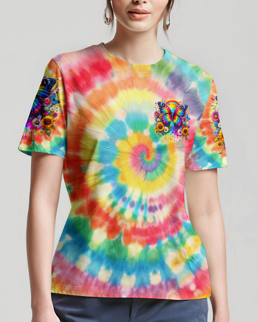 CHOOSE TO BE A RAINBOW BUTTERFLY TIE DYE ALL OVER PRINT - TY1502241