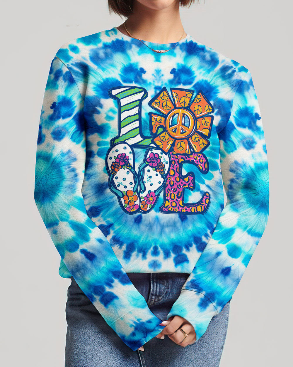 LOVE PEACE FLIP FLOPS TIE DYE ALL OVER PRINT - TY1702242