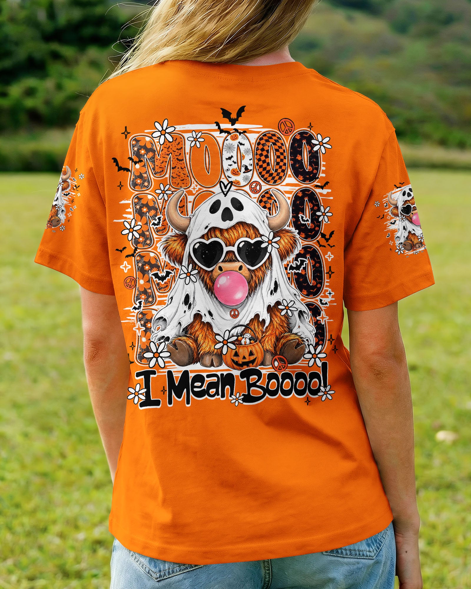 MOO I MEAN BOO HALLOWEEN COW ALL OVER PRINT - TY1707261