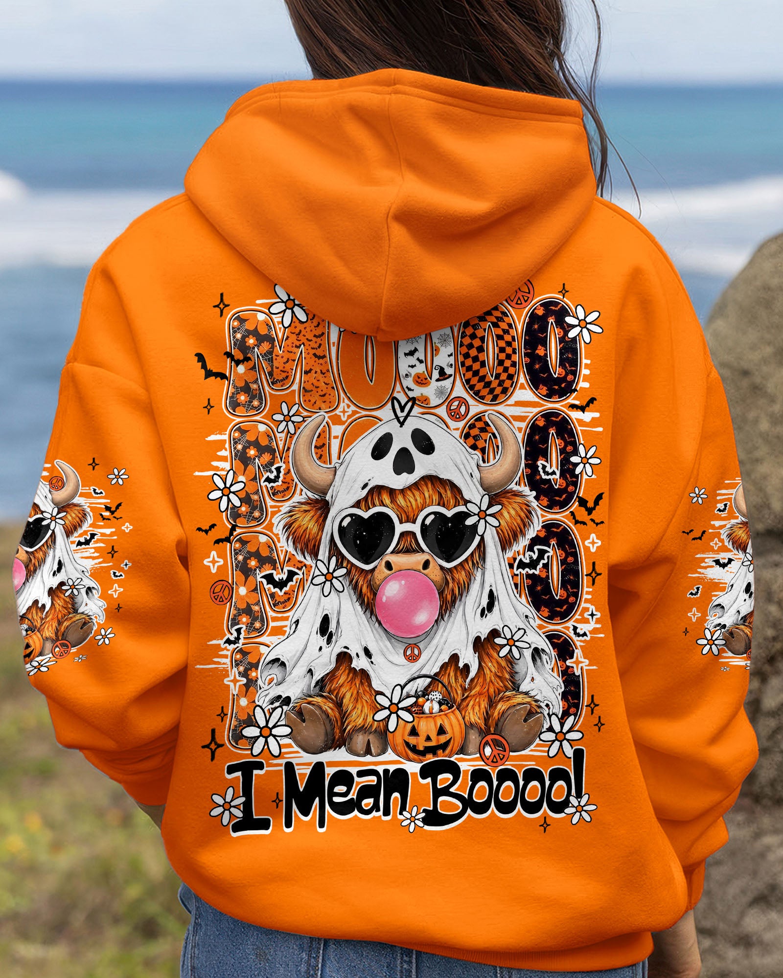 MOO I MEAN BOO HALLOWEEN COW ALL OVER PRINT - TY1707261