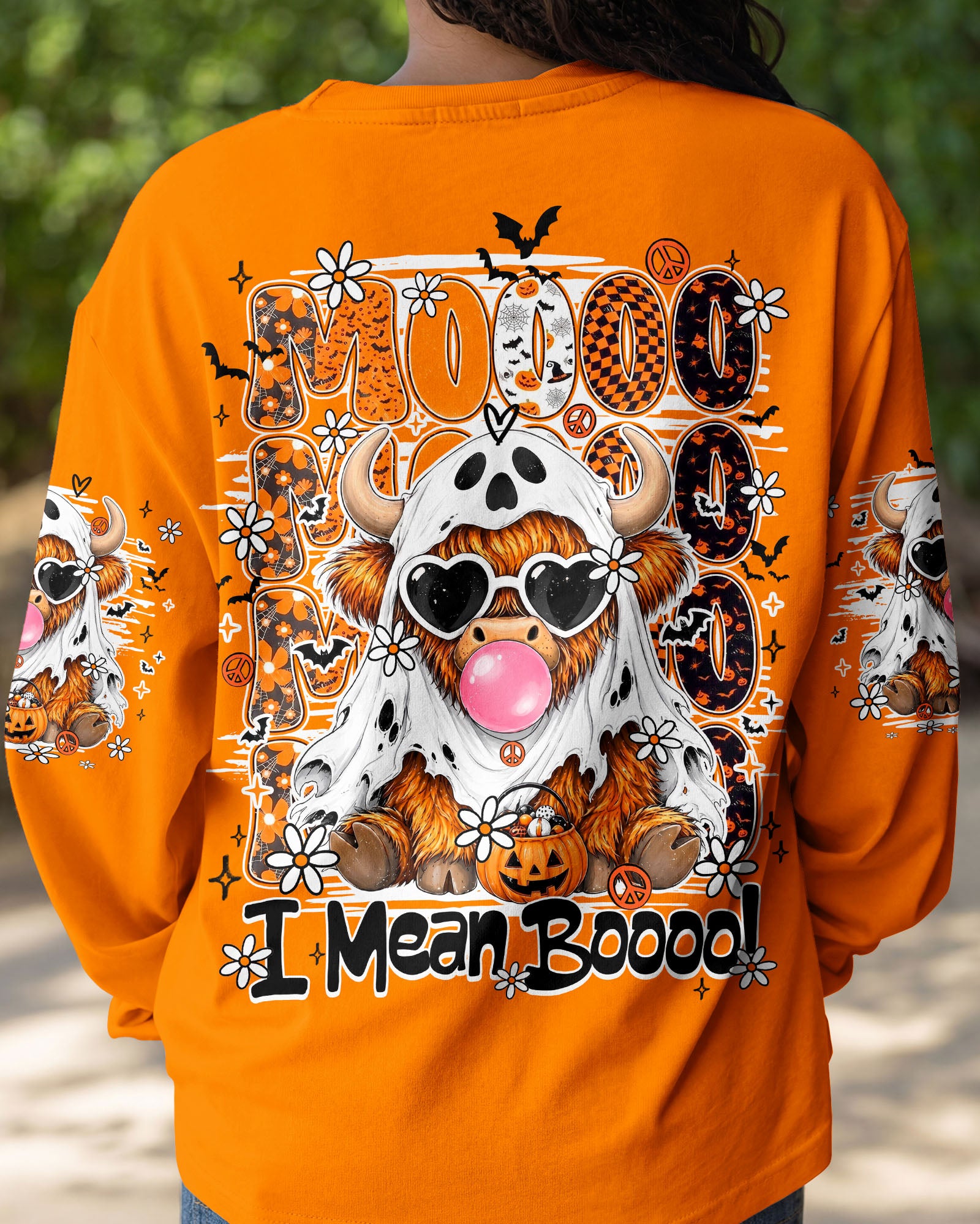 MOO I MEAN BOO HALLOWEEN COW ALL OVER PRINT - TY1707261